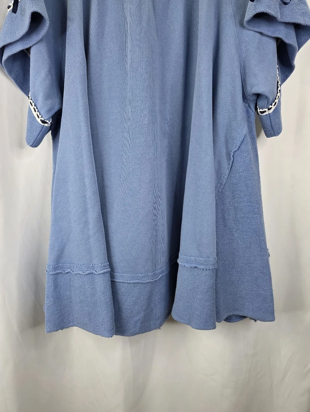 New Free People Astoria Sweatshirt Tunic Dress Oversized Ribbon Lace Cotton M - Picture 15 of 16